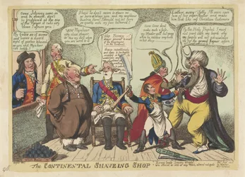 Napoleon as Barber for European Powers, 1806