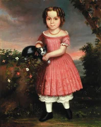 Portrait of a Child Stroking a Cat