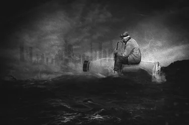 Man Adrift City Fog