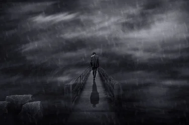 Man On A Stormy Bridge