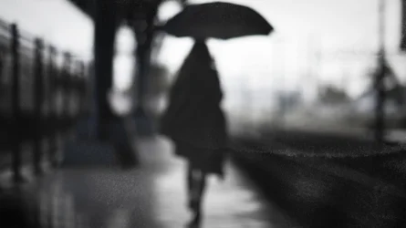 Solitary Figure in Rain