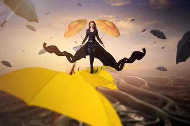 Surreal Umbrella Journey