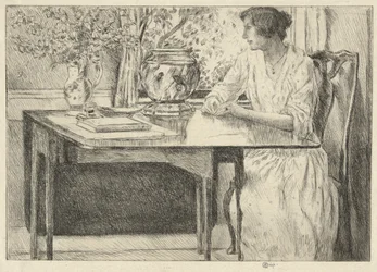The Colonial Table (Holley House, Cos Cob) (recto); Landscape with Barn (verso)