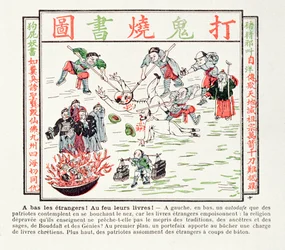 Burning the poisonous Christian books which despise our traditions, our ancestors, the wisdom of our sages and the Buddha, 1891