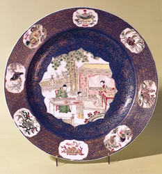 Circular dish with a musical scene, Kangxi Period