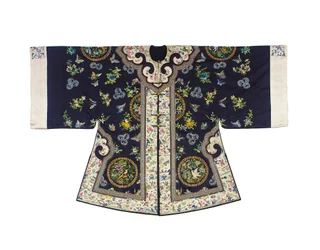 Embroidered midnight-blue Han women