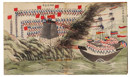 Naval Battle Scene at the Dagu or Taku Forts, Second Opium War