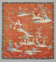 Red satin bed cover, 19th century