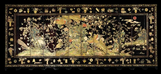 Twelve Panel Screen with Phoenixes