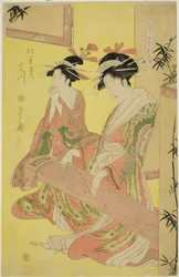 Beauties Parodying the Seven Sages - A Selection of Younger Courtesans: Miyagawa of the Matsubaya