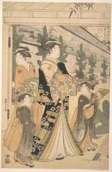 Two Oiran with Two Female Attendants in the Yoshiwara