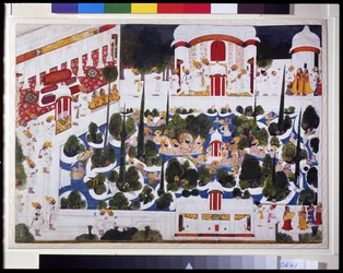 Maharana Bhim Singh Frolics with Noblemen in the Palace Pool