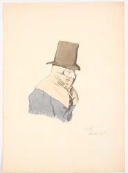 Man with Hooded Cloak and Tall Hat