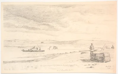 Skive Fjord at Krabbesholm. A Stranded Barge Being Loaded onto a Wagon