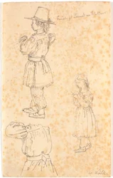 Boy with Pole and Knitting Girl