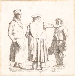 Three Portrait Figures, Baker Købke, Major Krohn, and Slave Sergeant Sprøch