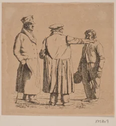 Three Portrait Figures, Baker Købke, Major Krohn, and Slave Sergeant Sprøch
