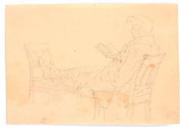 Hans Peter Købke Lying on Two Chairs, Reading