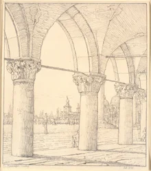 Part of the colonnade beneath the Doge