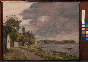 View of Dosseringen near the Suburb Østerbro outside Copenhagen, Cloudy Sky