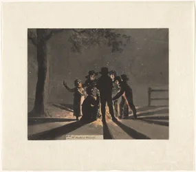 Children Clustered around a Saint Martin’s Bonfire
