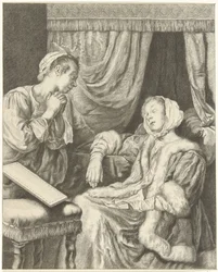 Interior with Two Women, Lady in Faint