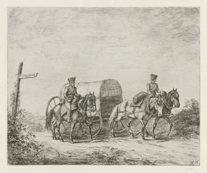 Two Soldiers on Horseback on the Road