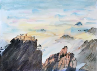 Stone Monkey Gazing Over a Sea of Clouds