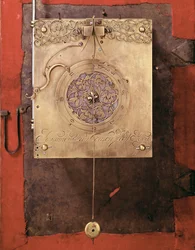Early weight-driven pendulum clock (detail)
