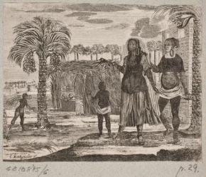 Natives in Front of a Palm Hut