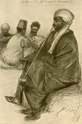 Man smoking a water pipe on board the 