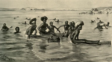 Men in the River Nile at the First Cataract, Egypt