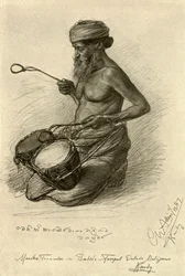 Menika - Drummer at the Temple of the Tooth, Kandy, Ceylon, 1898