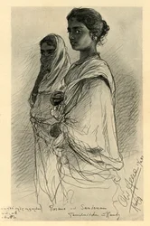 Rosama and Sandenam, Tamil girls, Kandy, Ceylon