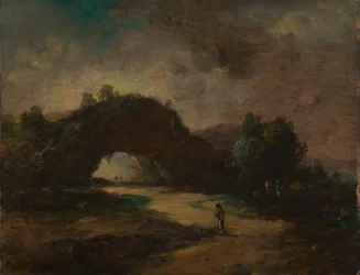 Landscape with a Rock Arch Overgrown with Bushes