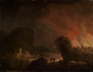 Night Landscape with Burning City