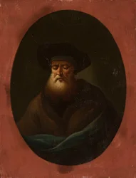 Old Man with Blue Fabric