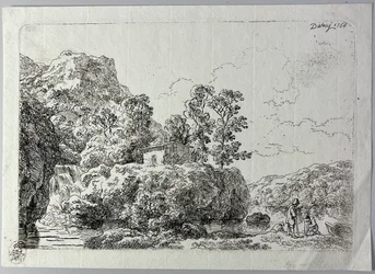 The Hut on a Rock Near a Stream