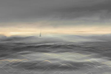 Misty Ocean Sailboat