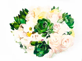 Watercolor Succulent Bouquet