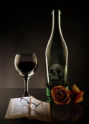 Wine Skull and Rose