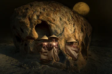 Tribal Women Under Moon