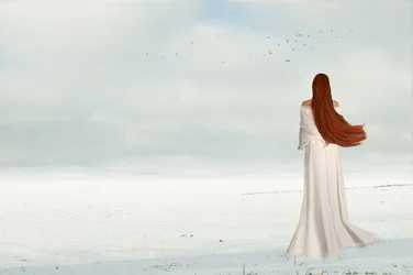 Winter Woman With Birds