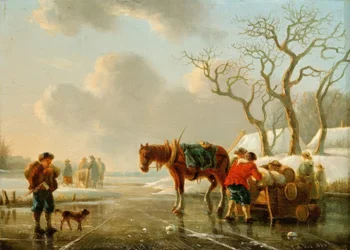 Winter Evening by the Frozen River