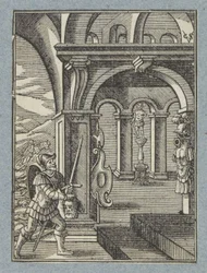 Head of Saul Brought into the Temple of the Philistines