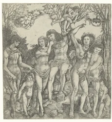 Allegory of Love with Couples and Cupid in Landscape