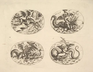 Putti with Sea Monsters, plates from the Neue Grotessken Buch