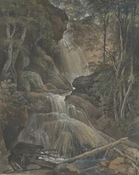 A Waterfall in a Forest at Langhennersdorf