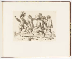 Plate 12, Le Branle (The Branle), Monkey Antics or Different Actions of Human Life Represented by Monkeys