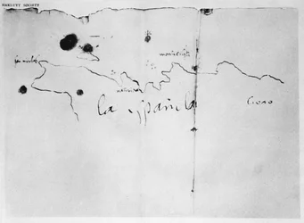 Sketch of the coast of Espanola, drawn by Columbus on the first voyage, 1492